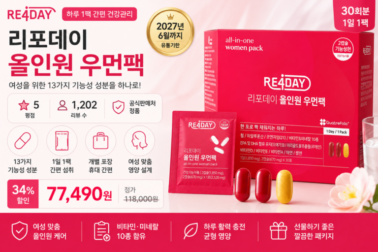 리포데이 올인원 우먼팩 내돈내산 파이토 맨즈 플러스 추석선물 종합비타민 30대 하루 한 팩으로 간편하게 챙기는 여성용 건강기능식품