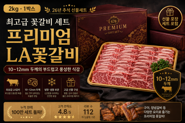 2026년 프리미엄 특별추석선물세트 부드러운 LA갈비 마블링 가정용 꽃갈비  에레이갈비 선물용 1박스 2kg